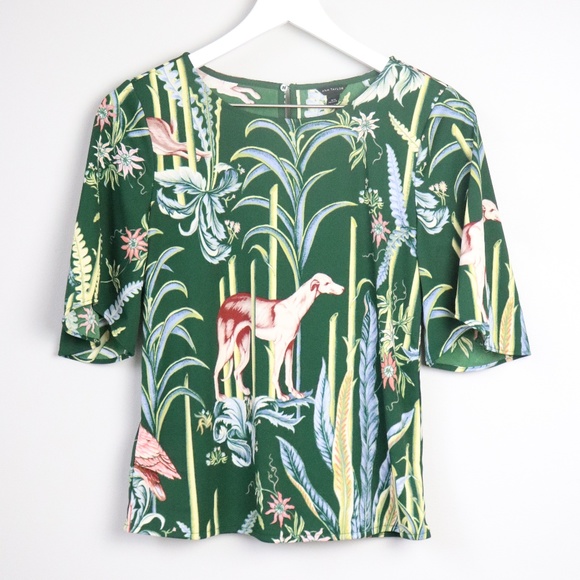 Ann Taylor Tops - Ann Taylor Green Floral Animal Pattern Blouse